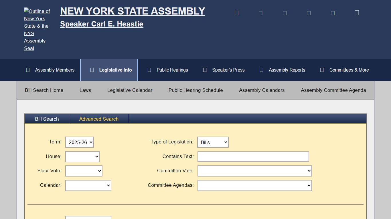 Bill Search and Legislative Information New York State Assembly